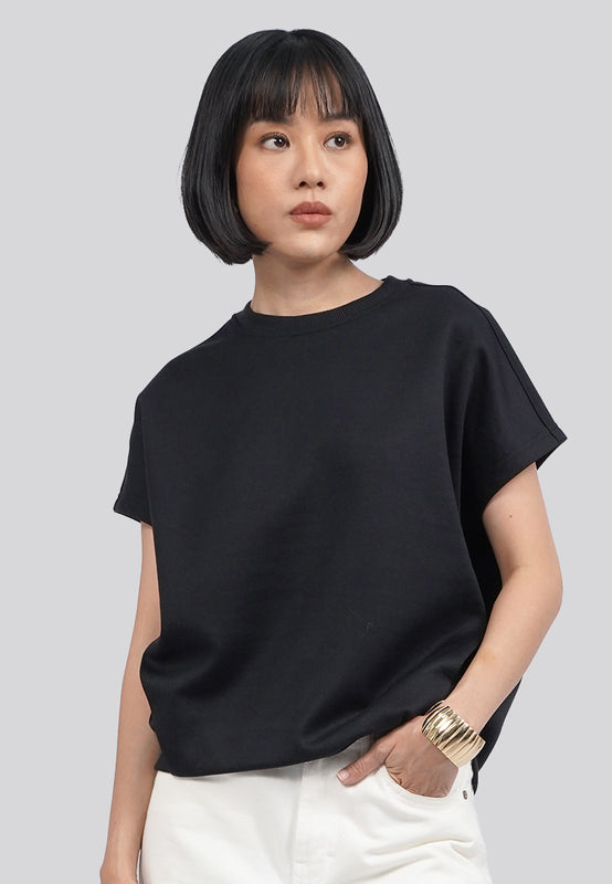 Short Sleeve Top with Back Button Details