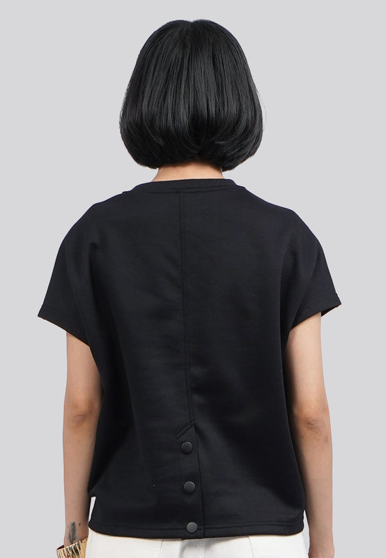 Short Sleeve Top with Back Button Details