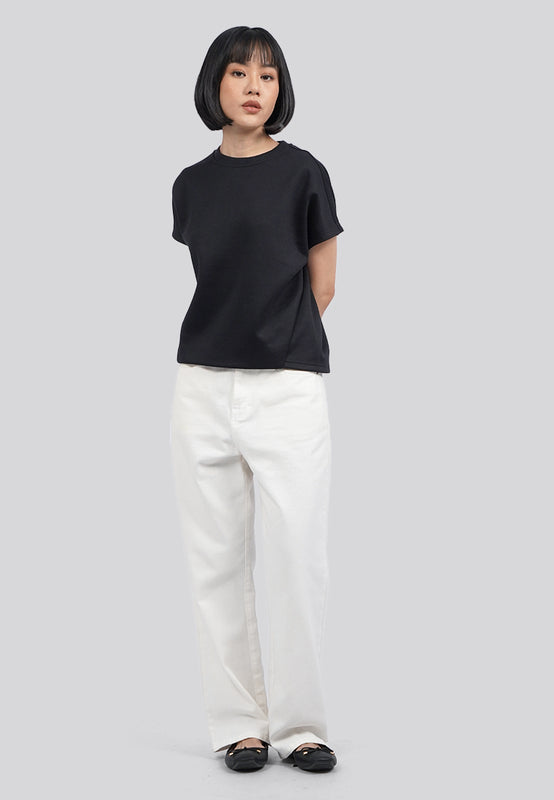 Short Sleeve Top with Back Button Details