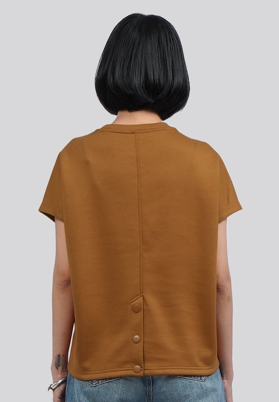 Short Sleeve Top with Back Button Details