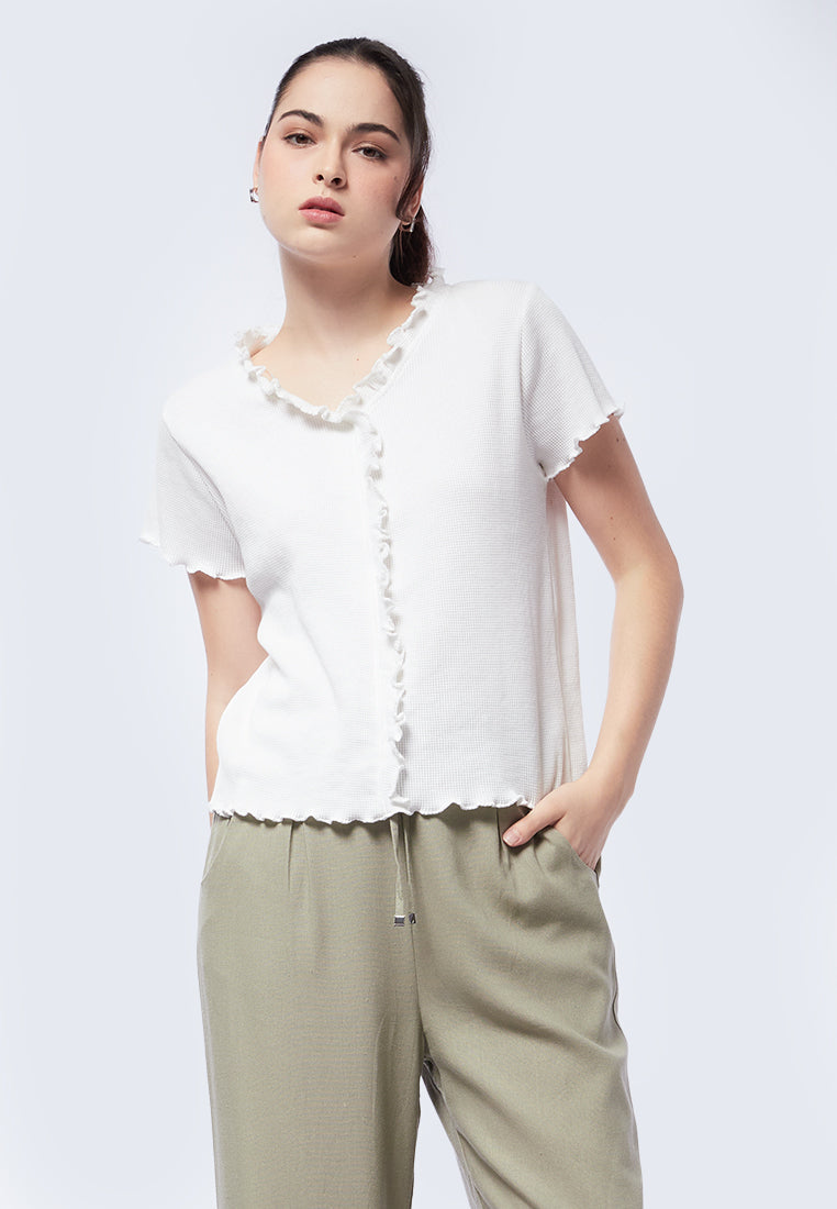 Short Sleeve Ruffled Top