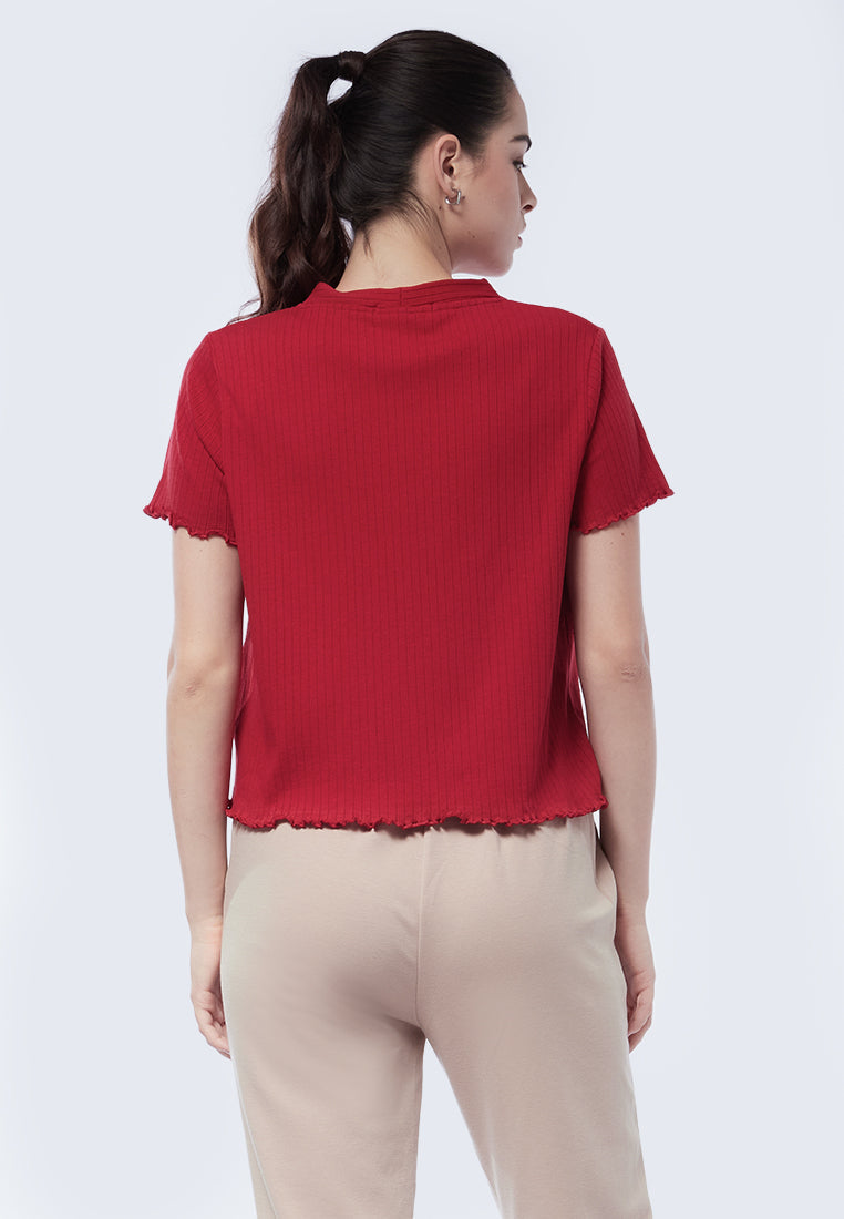 Button Up Short Sleeve Rib Tee