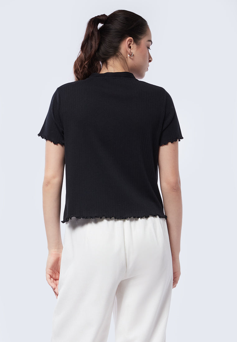Button Up Short Sleeve Rib Tee