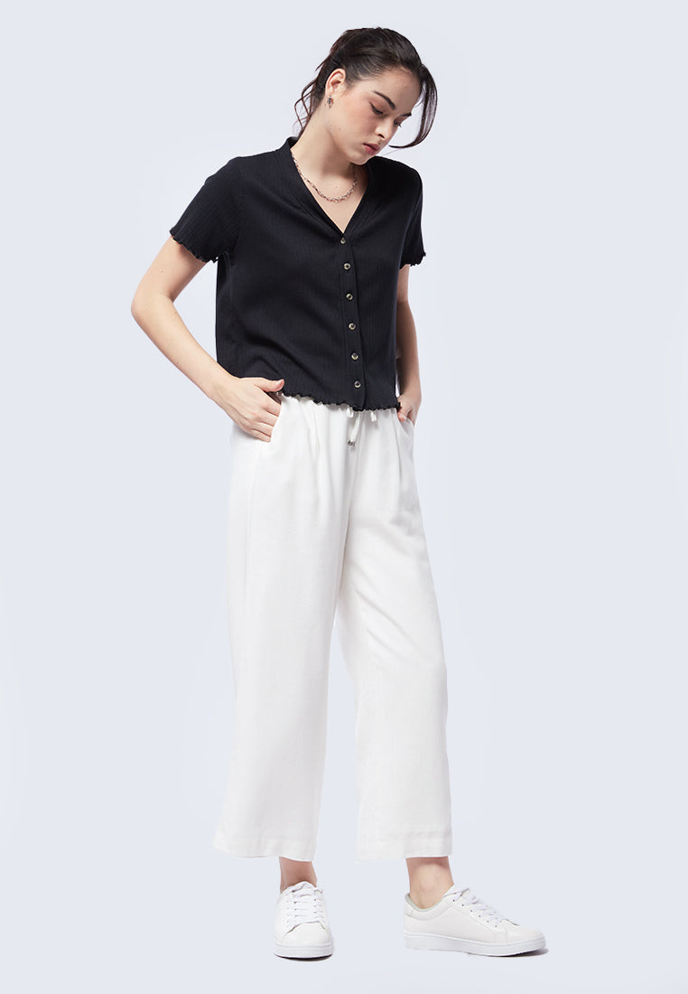 Button Up Short Sleeve Rib Tee