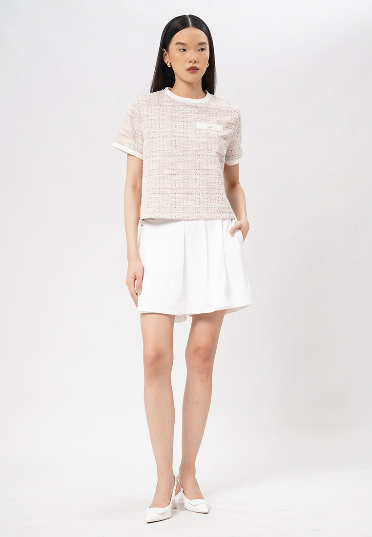 Short Sleeve Tweed Knit Top
