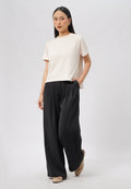 Round Neck Jacquard Knit Top Beige