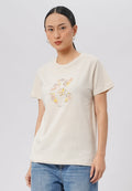 Short Sleeve Graphic T-Shirt Beige