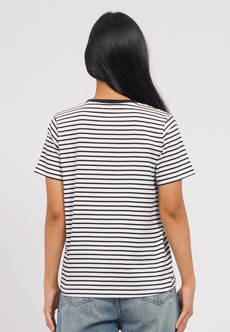 Contrast Collar Stripes T-Shirt