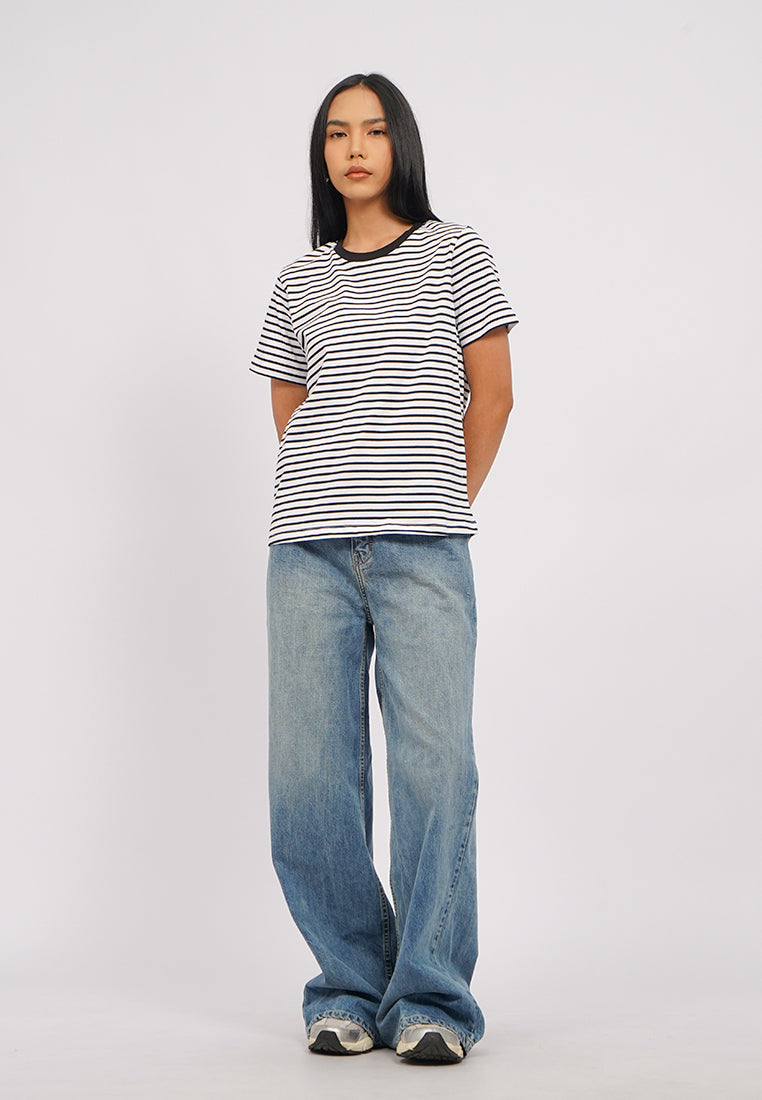 Contrast Collar Stripes T-Shirt