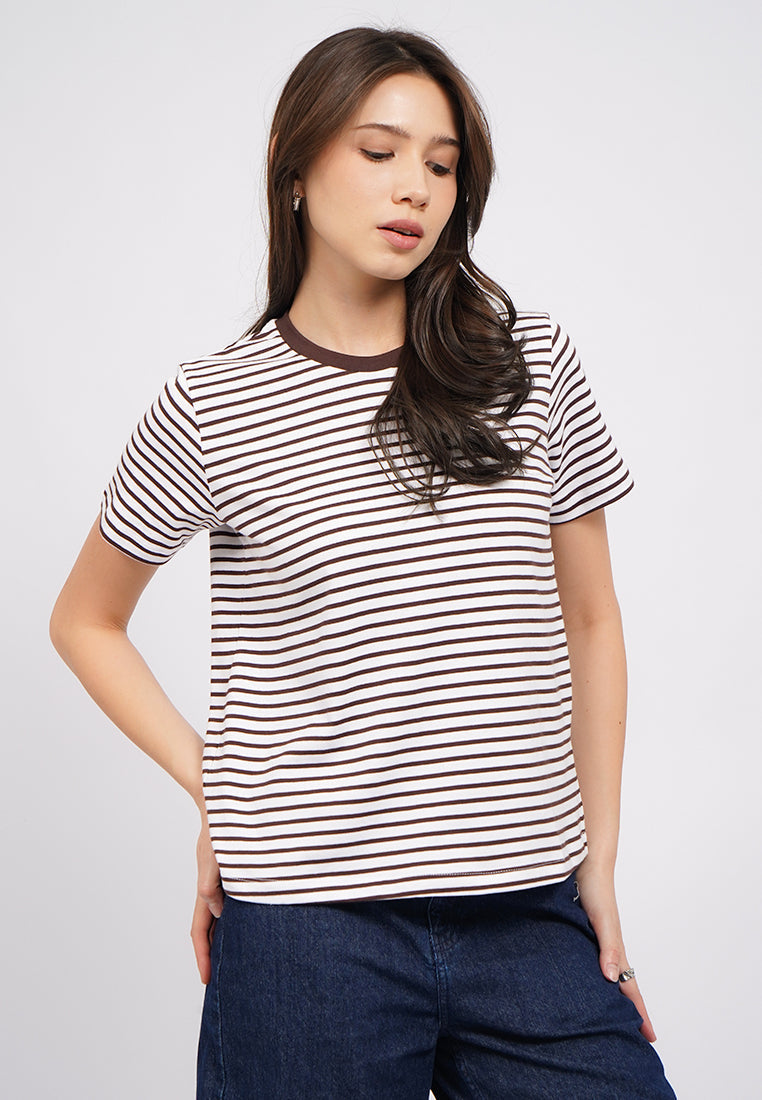 Contrast Collar Stripes T-Shirt