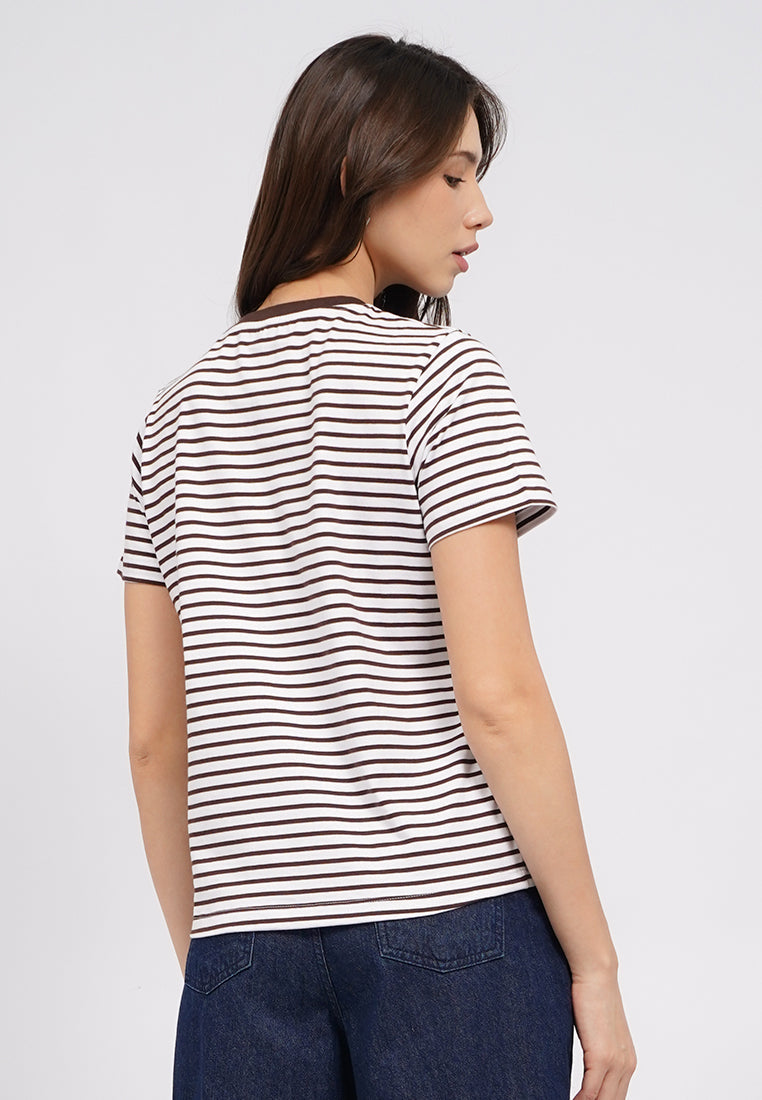 Contrast Collar Stripes T-Shirt