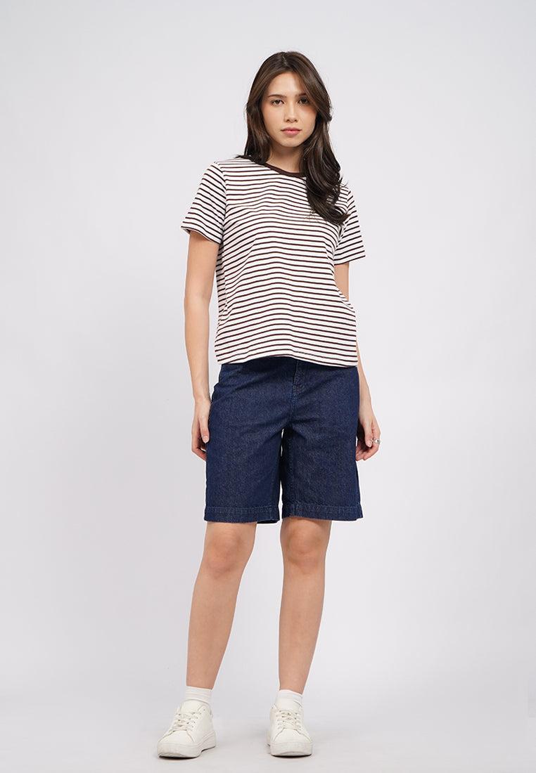 Contrast Collar Stripes T-Shirt