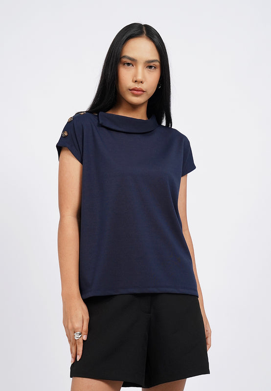 Short Sleeve Mock Collar Top