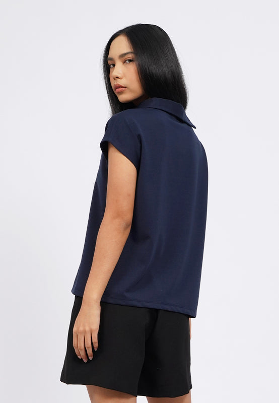 Short Sleeve Mock Collar Top