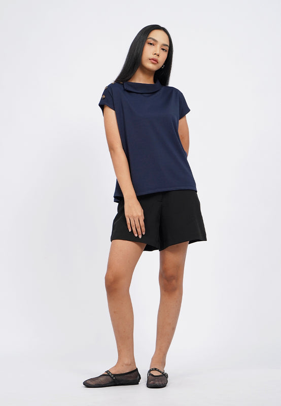Short Sleeve Mock Collar Top