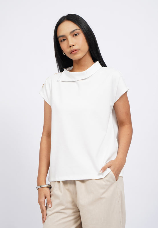 Short Sleeve Mock Collar Top