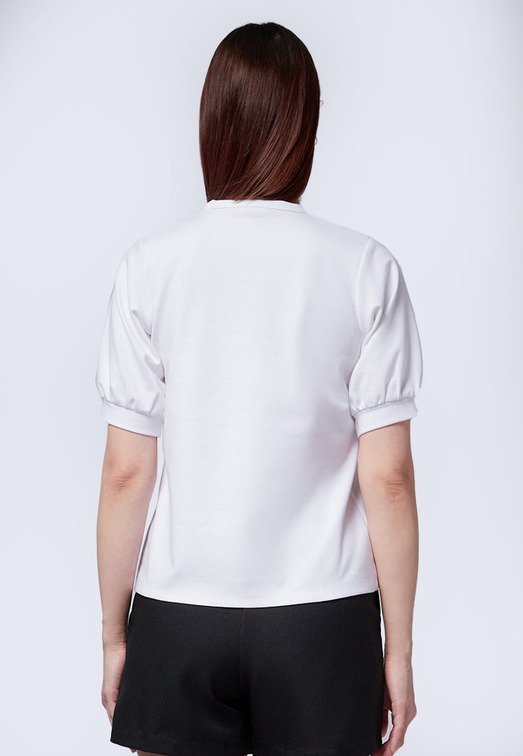 Round Neck Puff Sleeves Top