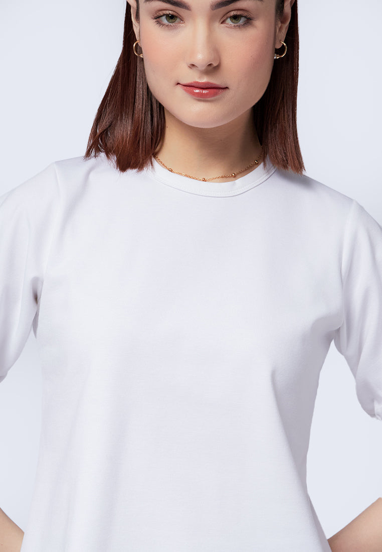 Round Neck Puff Sleeves Top