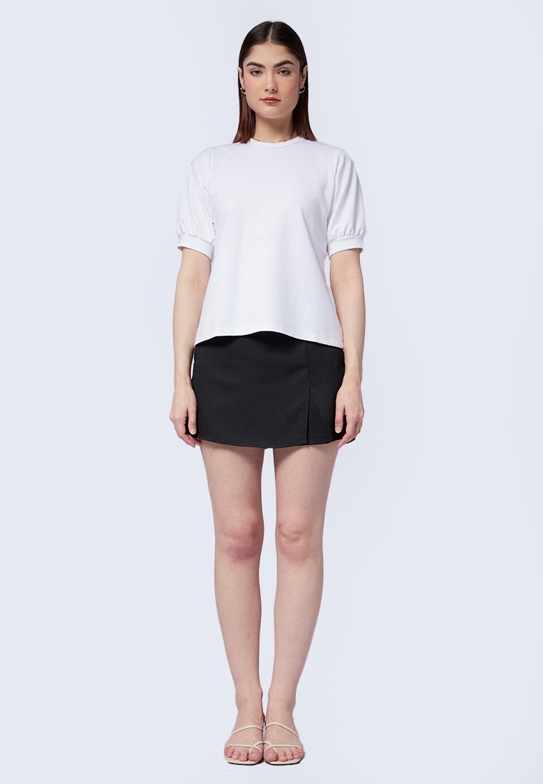Round Neck Puff Sleeves Top