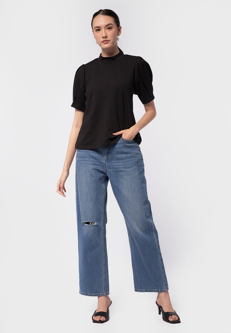 Puffy Short Sleeve Knit Top