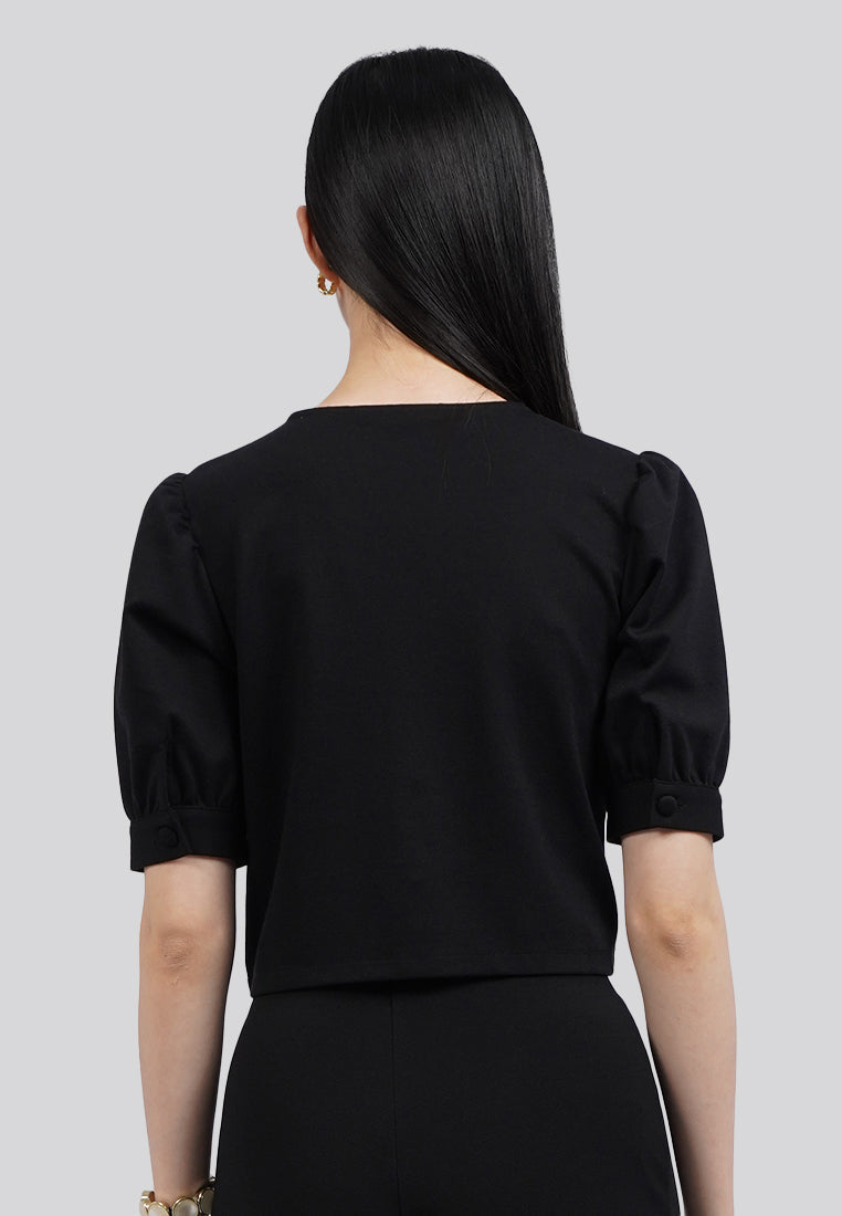 Round Neck Puff Sleeves Top