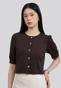 Round Neck Puff Sleeves Top