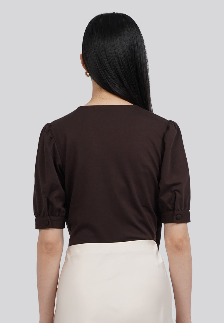 Round Neck Puff Sleeves Top