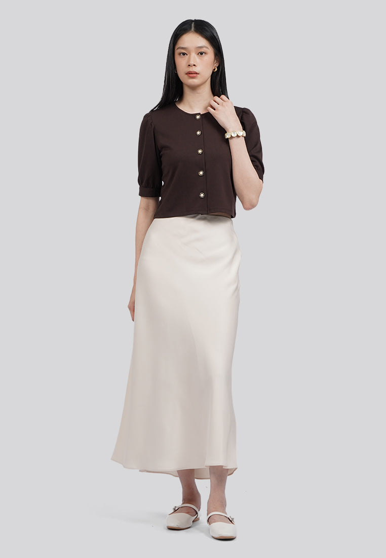 Round Neck Puff Sleeves Top