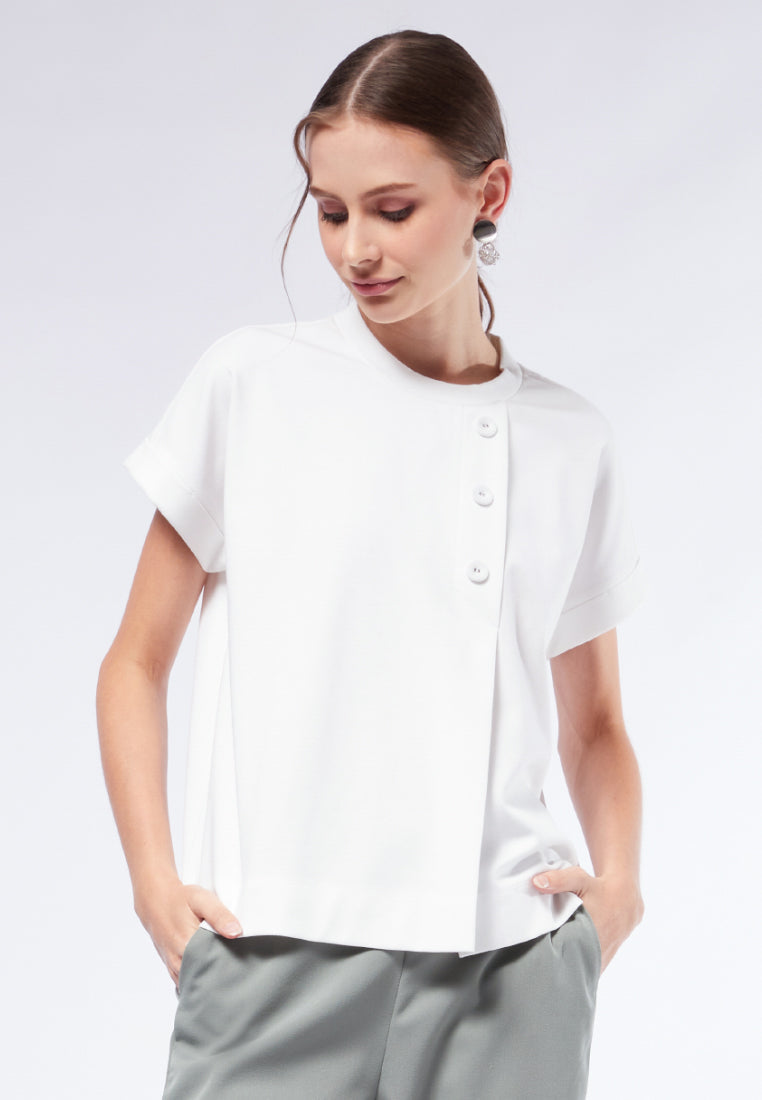 Round Neck Top with Button Details