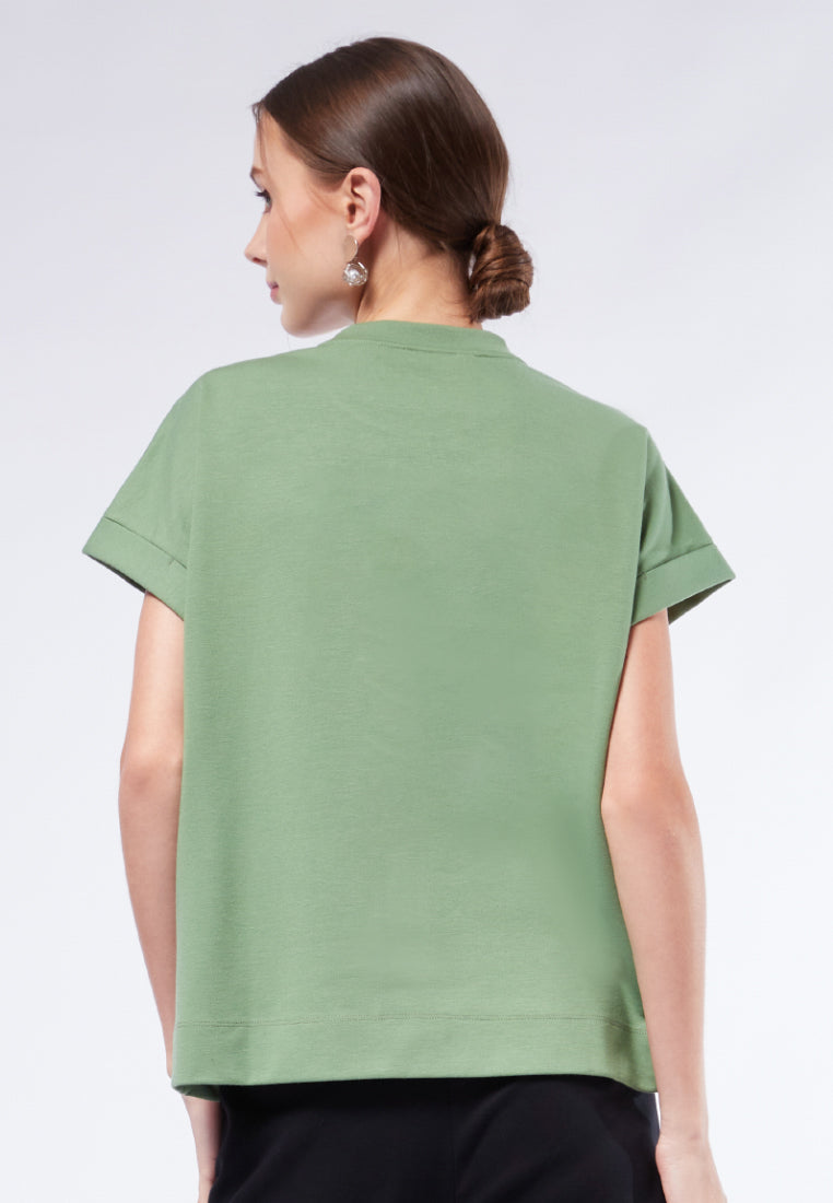 Round Neck Top with Button Details