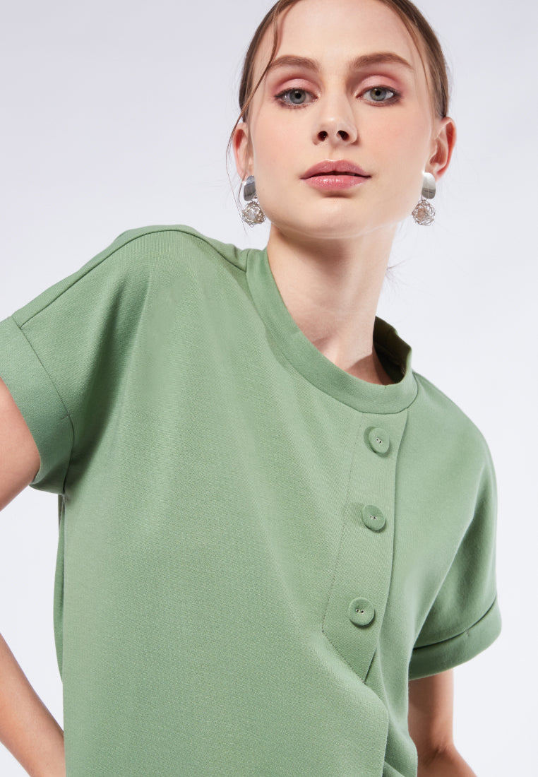 Round Neck Top with Button Details