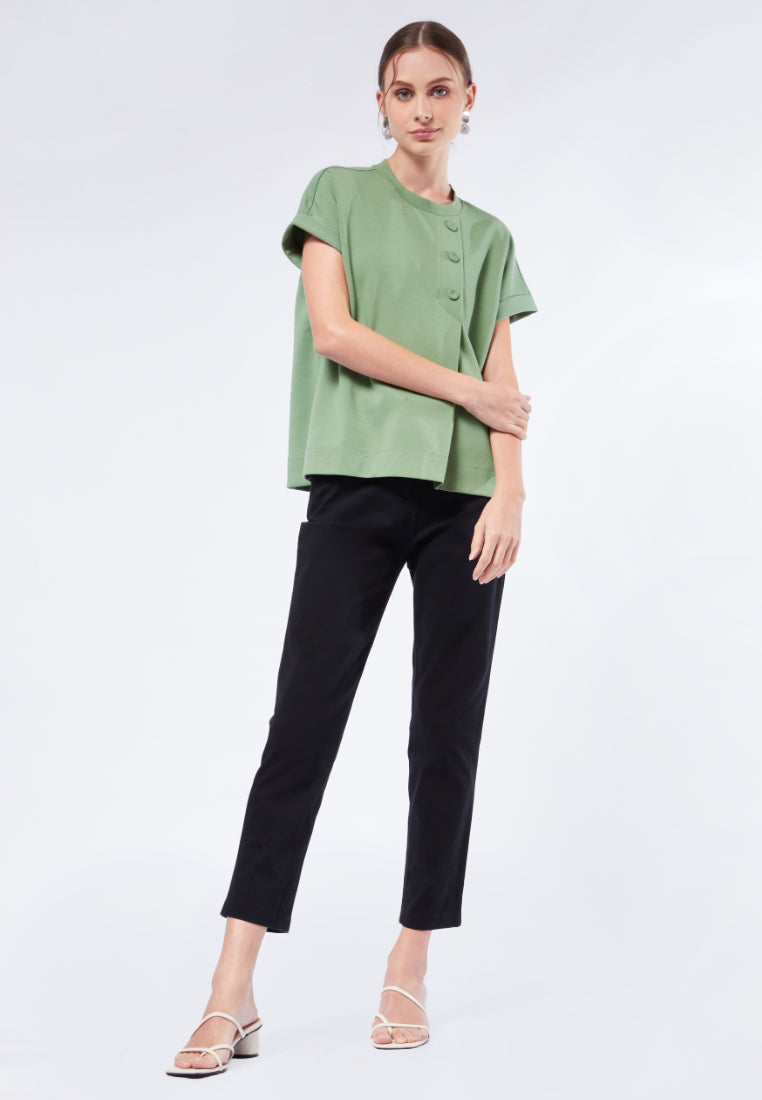Round Neck Top with Button Details