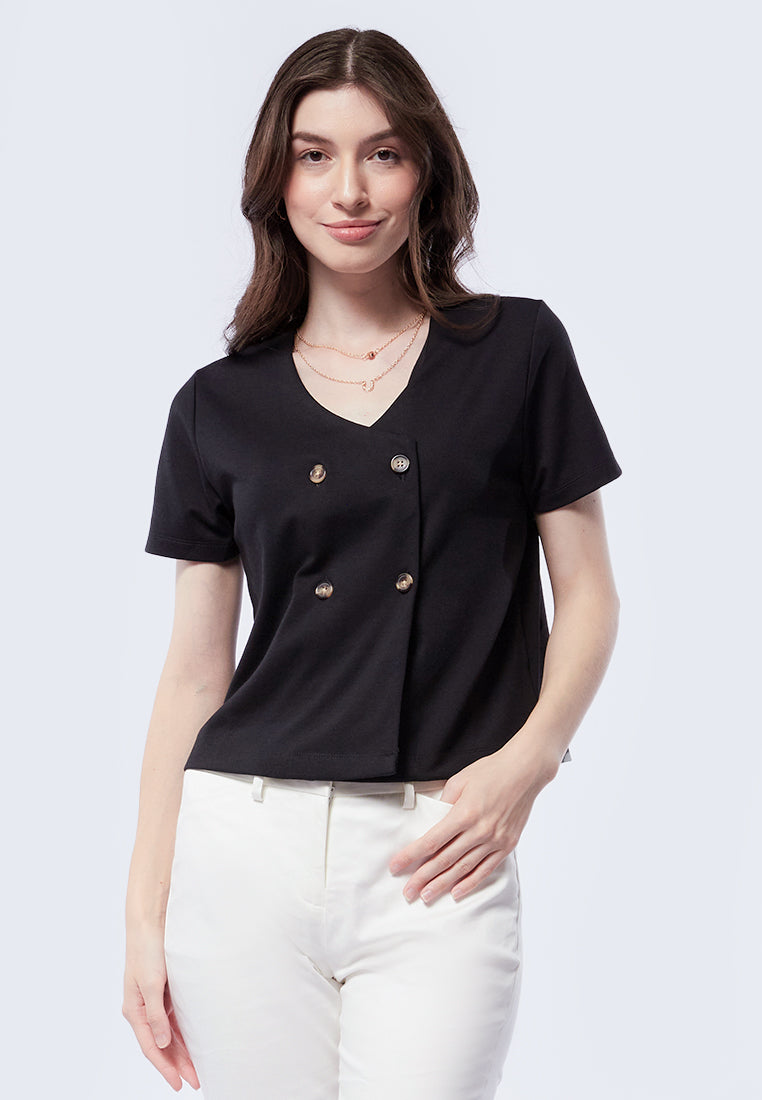Double Breasted Short Sleeve Top
