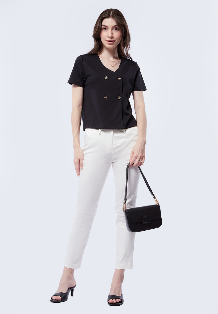 Double Breasted Short Sleeve Top