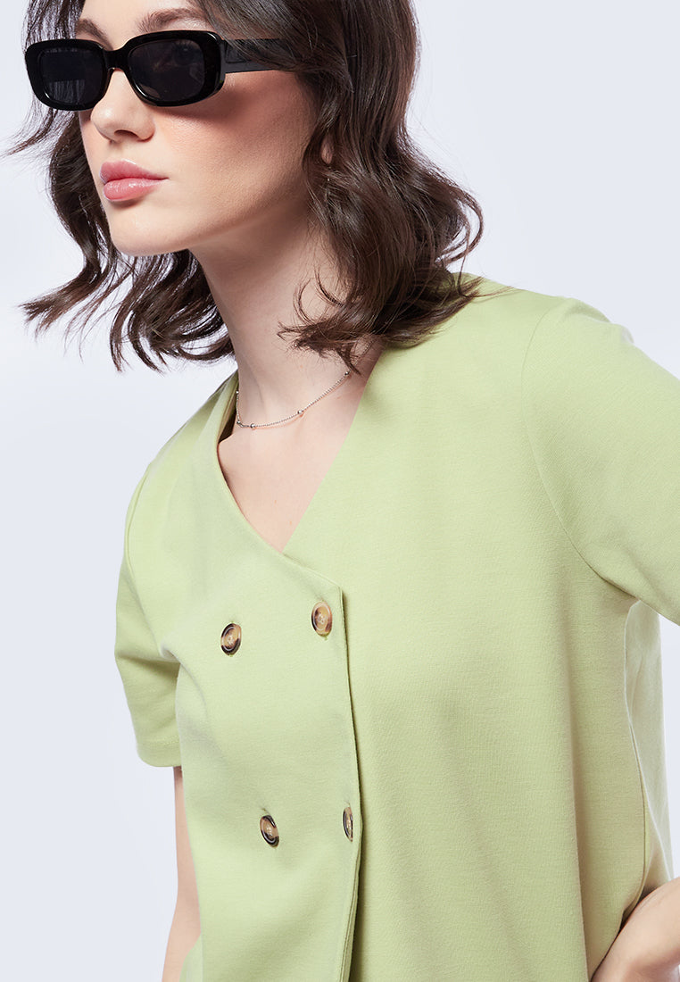 Double Breasted Short Sleeve Top