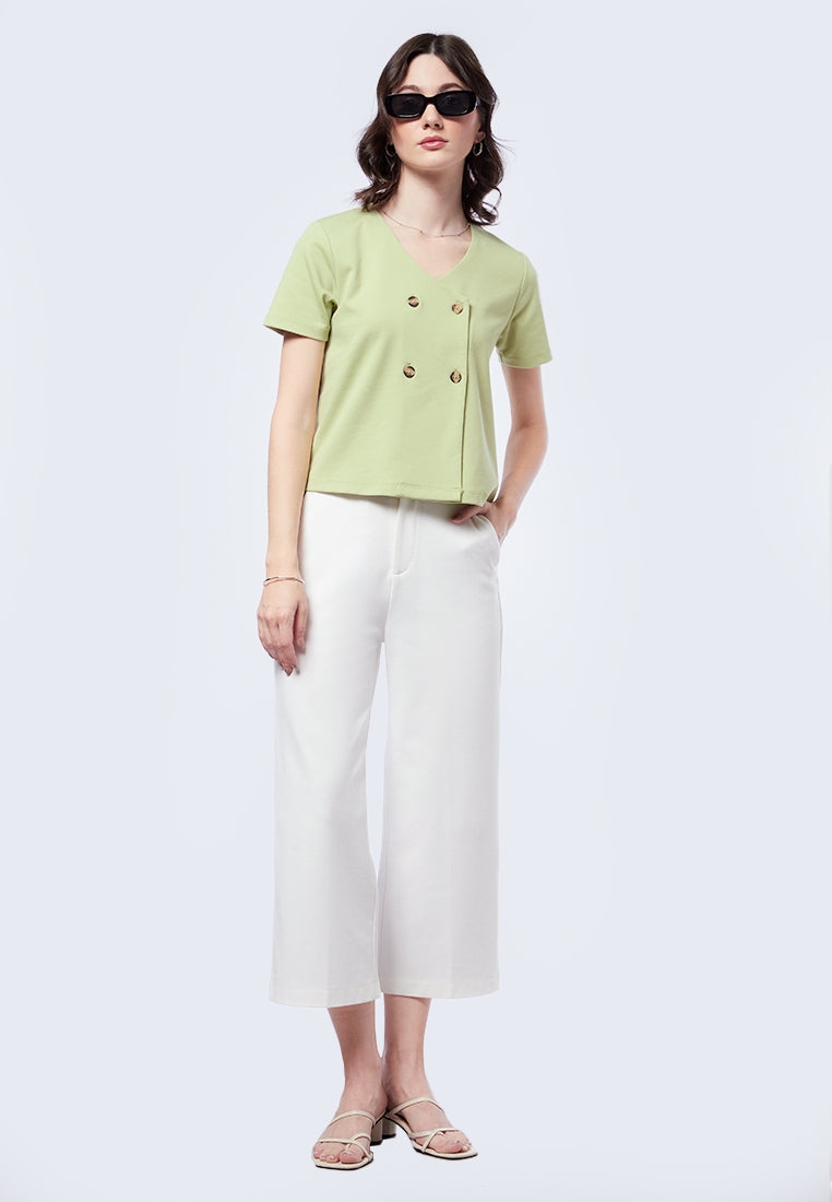 Double Breasted Short Sleeve Top