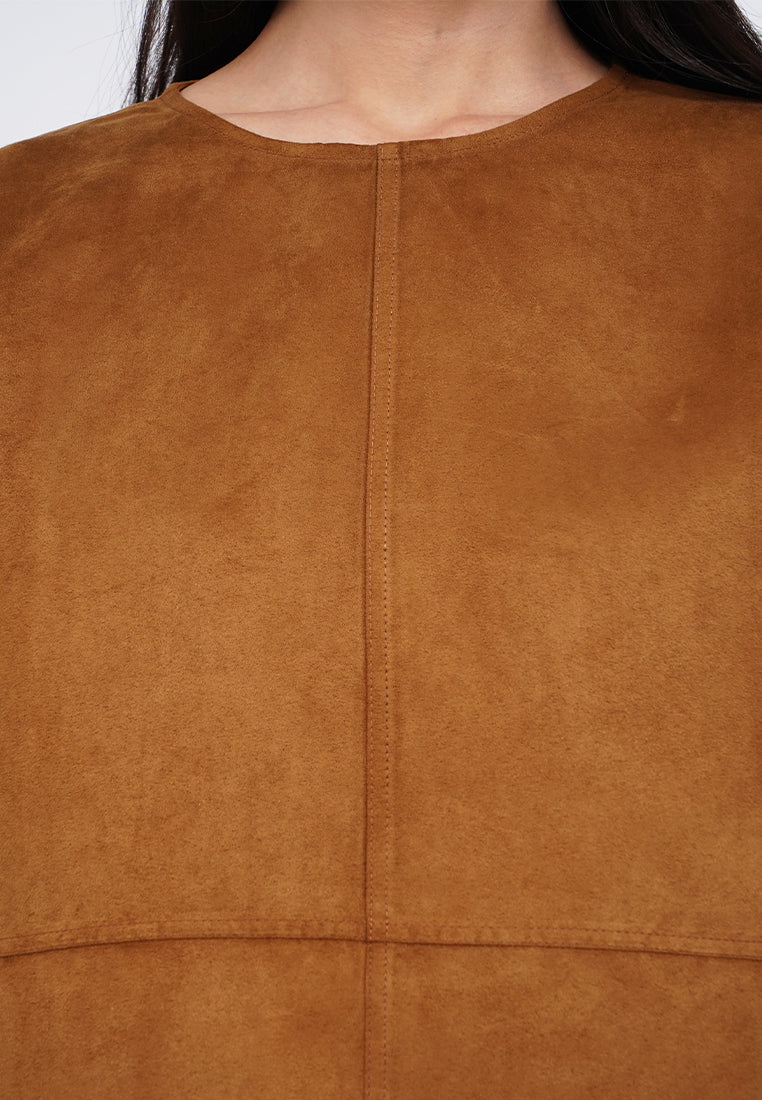 Oversized Short Sleeve Suede Top