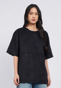 Oversized Short Sleeve Suede Top