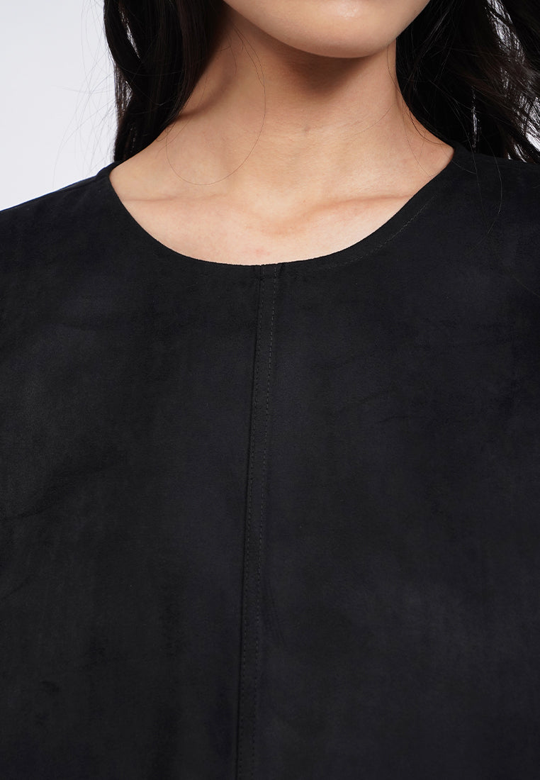 Oversized Short Sleeve Suede Top