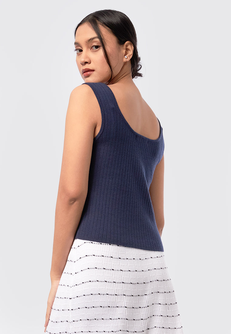 Sleeveless Knit Top Navy