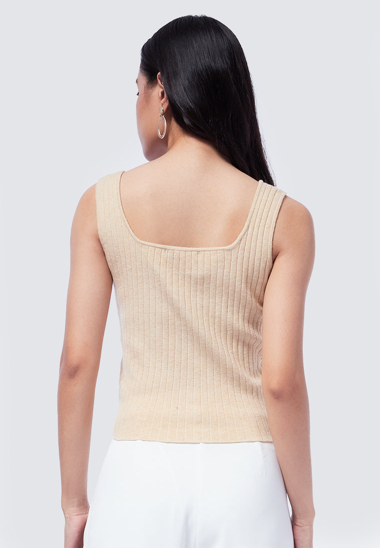 Square Neck Sleeveless Crop Top