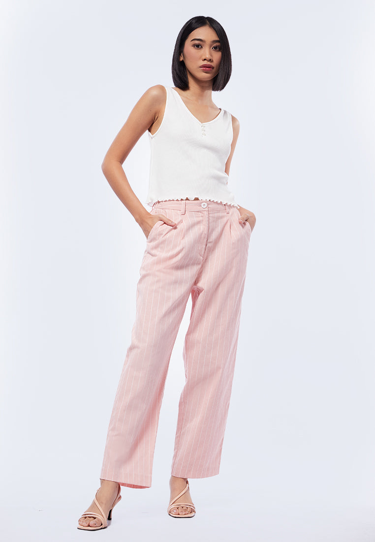 V-Neck Button Up Rib Tank Top
