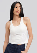 Fitted Round Neck Tank Top Bra Off White
