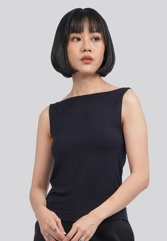 Sleeveless Boat Neck Active Top
