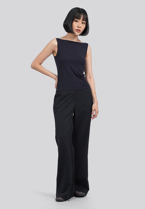 Sleeveless Boat Neck Active Top