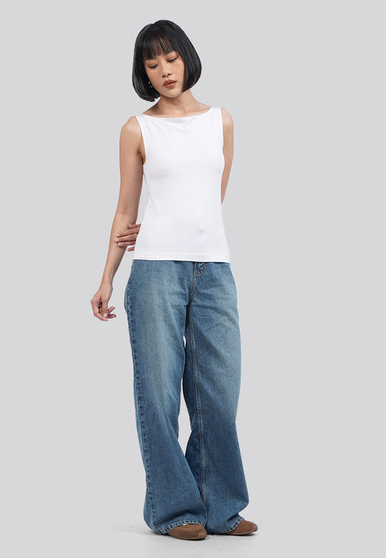 Sleeveless Boat Neck Active Top
