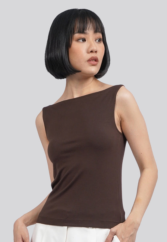 Sleeveless Boat Neck Active Top