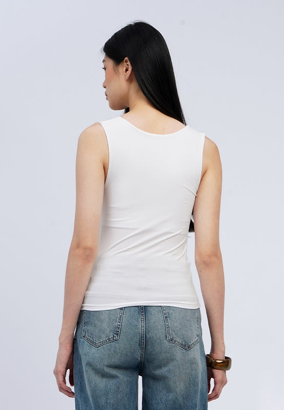 Low Neck Basic Fitted Tank Top