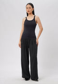 Fitted Round Neck Tank Top Black
