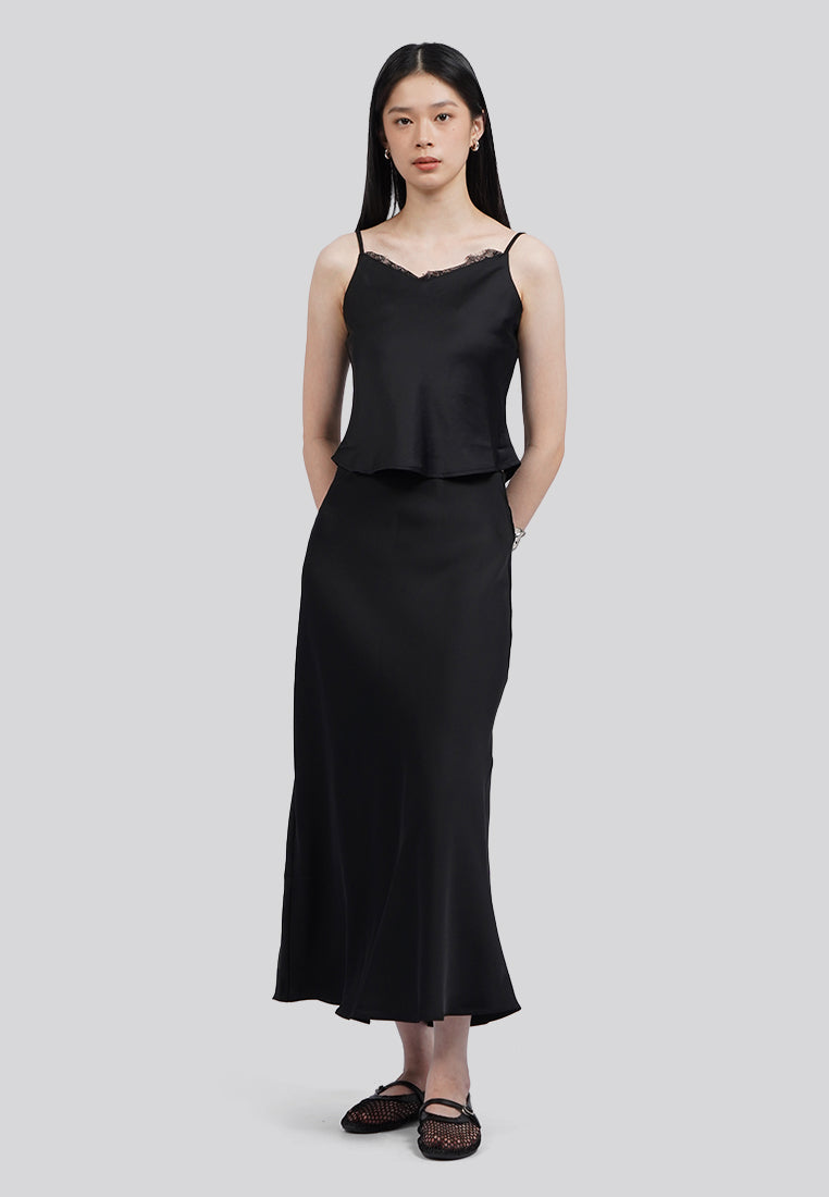 Lace Trim Silk Camisole